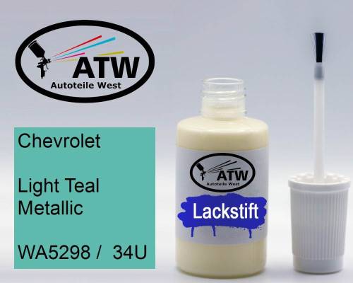 Chevrolet, Light Teal Metallic, WA5298 /  34U: 20ml Lackstift, von ATW Autoteile West.